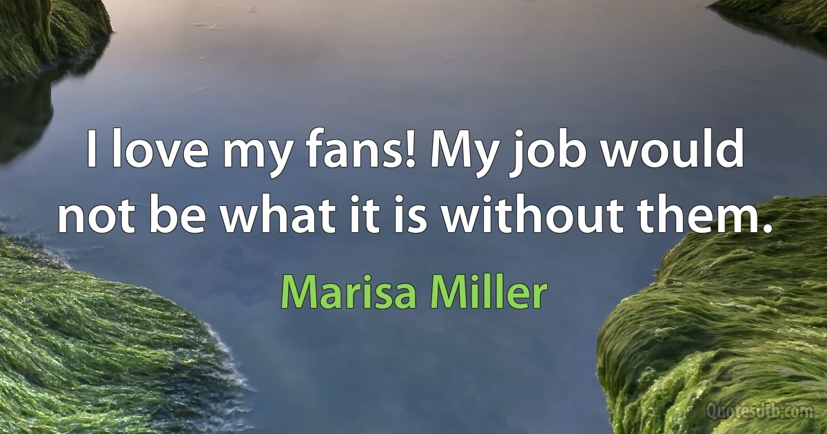 I love my fans! My job would not be what it is without them. (Marisa Miller)