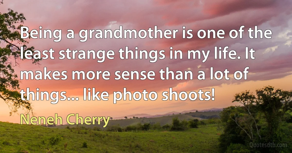 Being a grandmother is one of the least strange things in my life. It makes more sense than a lot of things... like photo shoots! (Neneh Cherry)