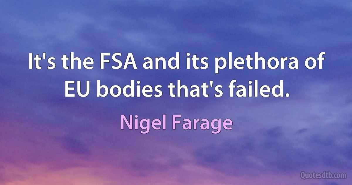 It's the FSA and its plethora of EU bodies that's failed. (Nigel Farage)