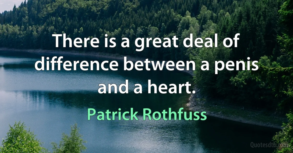 There is a great deal of difference between a penis and a heart. (Patrick Rothfuss)