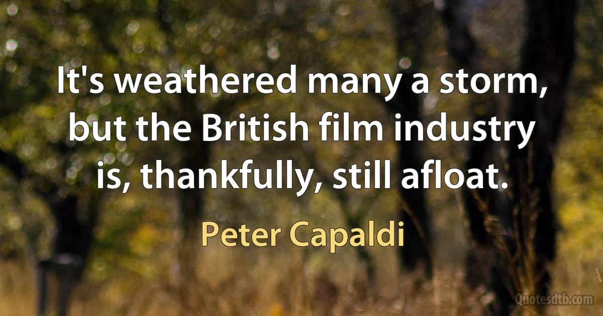 It's weathered many a storm, but the British film industry is, thankfully, still afloat. (Peter Capaldi)