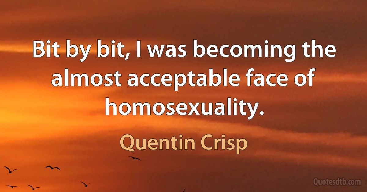 Bit by bit, I was becoming the almost acceptable face of homosexuality. (Quentin Crisp)