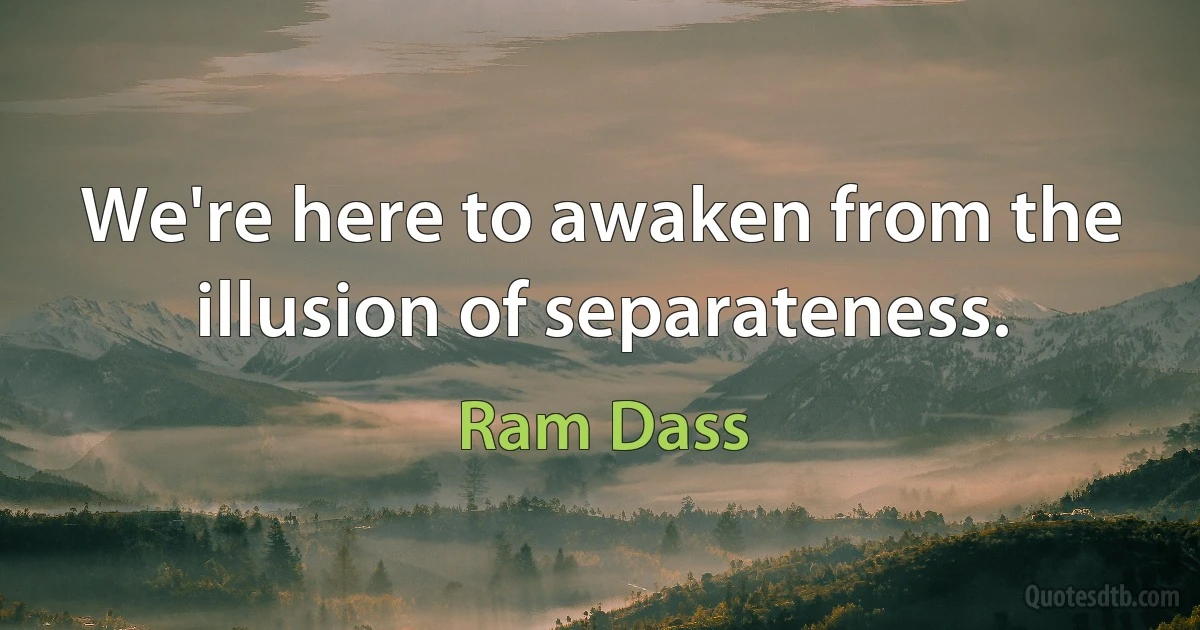 We're here to awaken from the illusion of separateness. (Ram Dass)