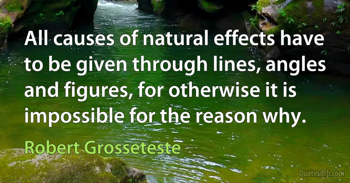 All causes of natural effects have to be given through lines, angles and figures, for otherwise it is impossible for the reason why. (Robert Grosseteste)