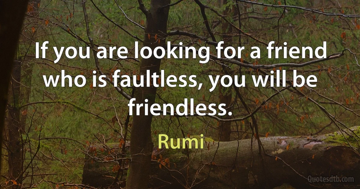 If you are looking for a friend who is faultless, you will be friendless. (Rumi)