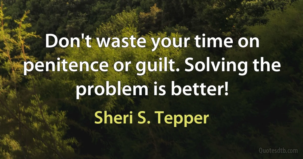 Don't waste your time on penitence or guilt. Solving the problem is better! (Sheri S. Tepper)