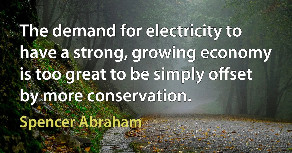 The demand for electricity to have a strong, growing economy is too great to be simply offset by more conservation. (Spencer Abraham)