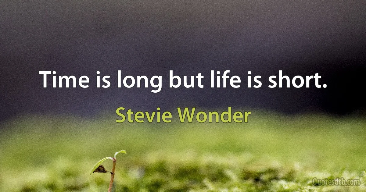 Time is long but life is short. (Stevie Wonder)