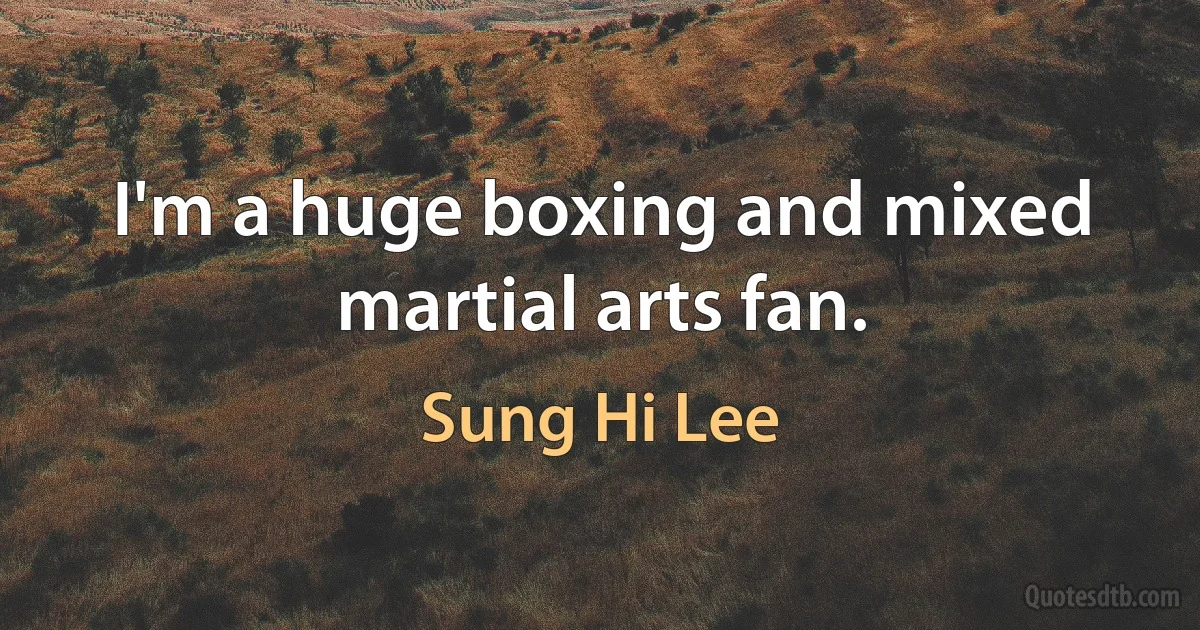 I'm a huge boxing and mixed martial arts fan. (Sung Hi Lee)