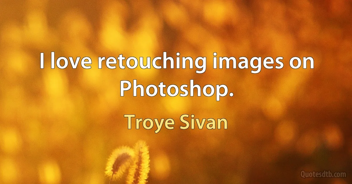 I love retouching images on Photoshop. (Troye Sivan)