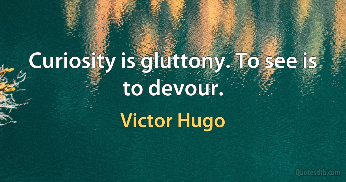 Curiosity is gluttony. To see is to devour. (Victor Hugo)