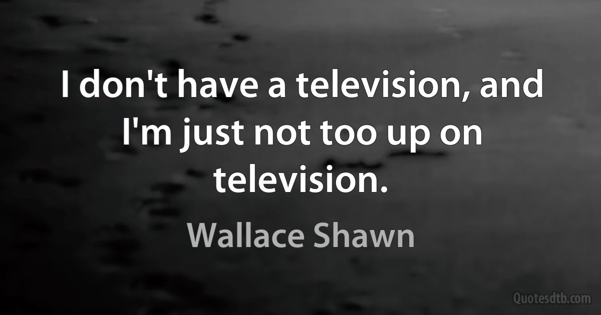 I don't have a television, and I'm just not too up on television. (Wallace Shawn)