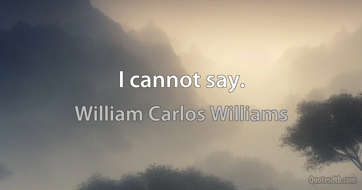 I cannot say. (William Carlos Williams)