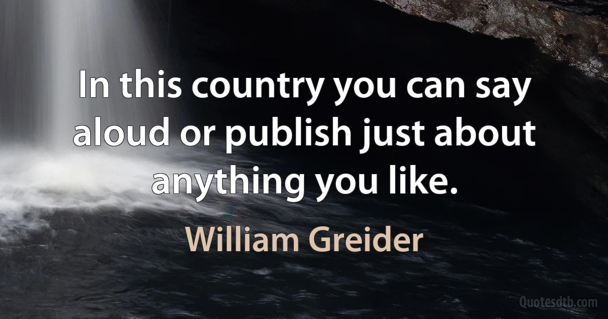 In this country you can say aloud or publish just about anything you like. (William Greider)