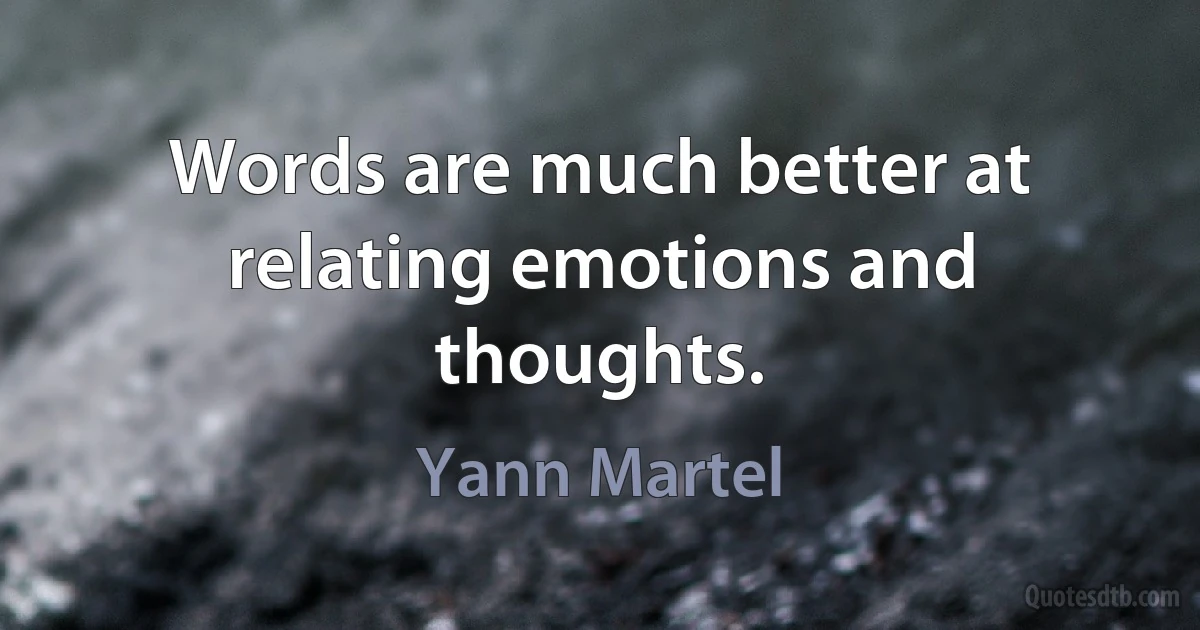 Words are much better at relating emotions and thoughts. (Yann Martel)