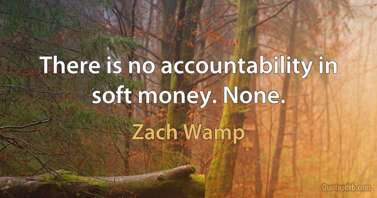 There is no accountability in soft money. None. (Zach Wamp)