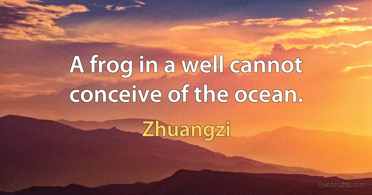 A frog in a well cannot conceive of the ocean. (Zhuangzi)