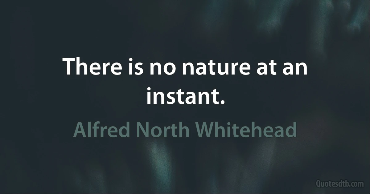 There is no nature at an instant. (Alfred North Whitehead)