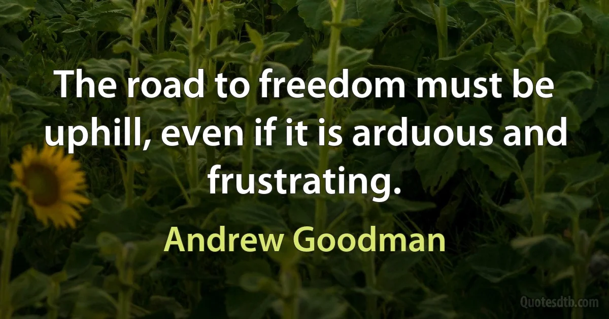 The road to freedom must be uphill, even if it is arduous and frustrating. (Andrew Goodman)