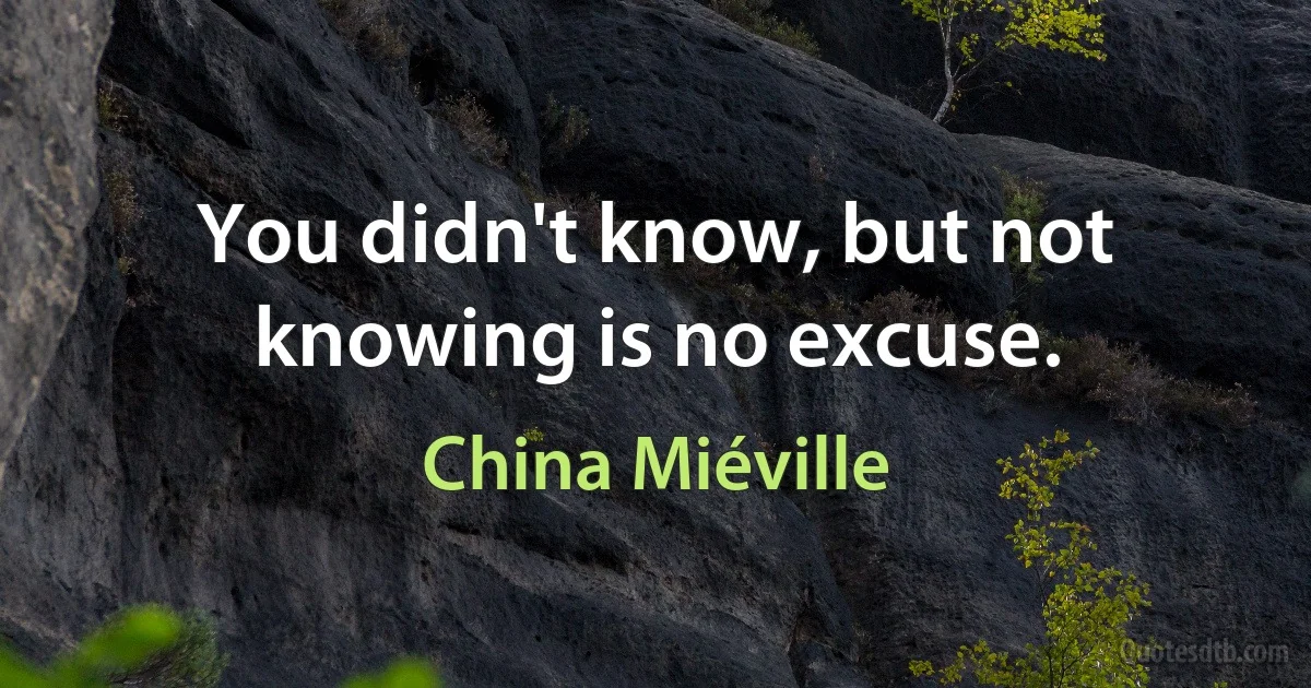 You didn't know, but not knowing is no excuse. (China Miéville)