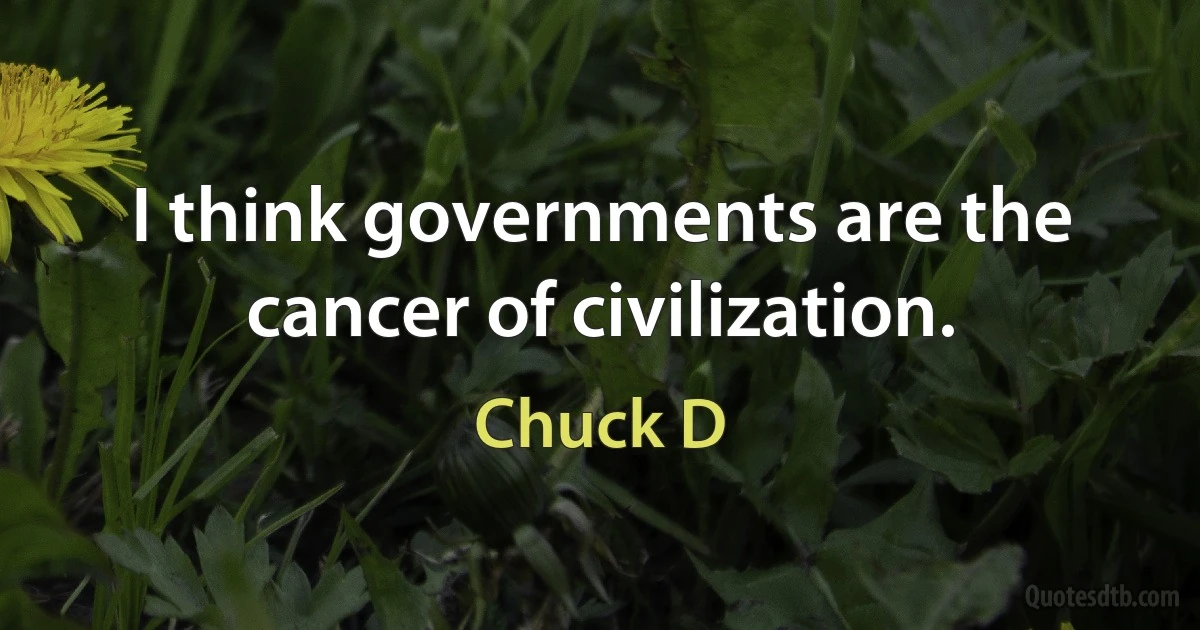 I think governments are the cancer of civilization. (Chuck D)