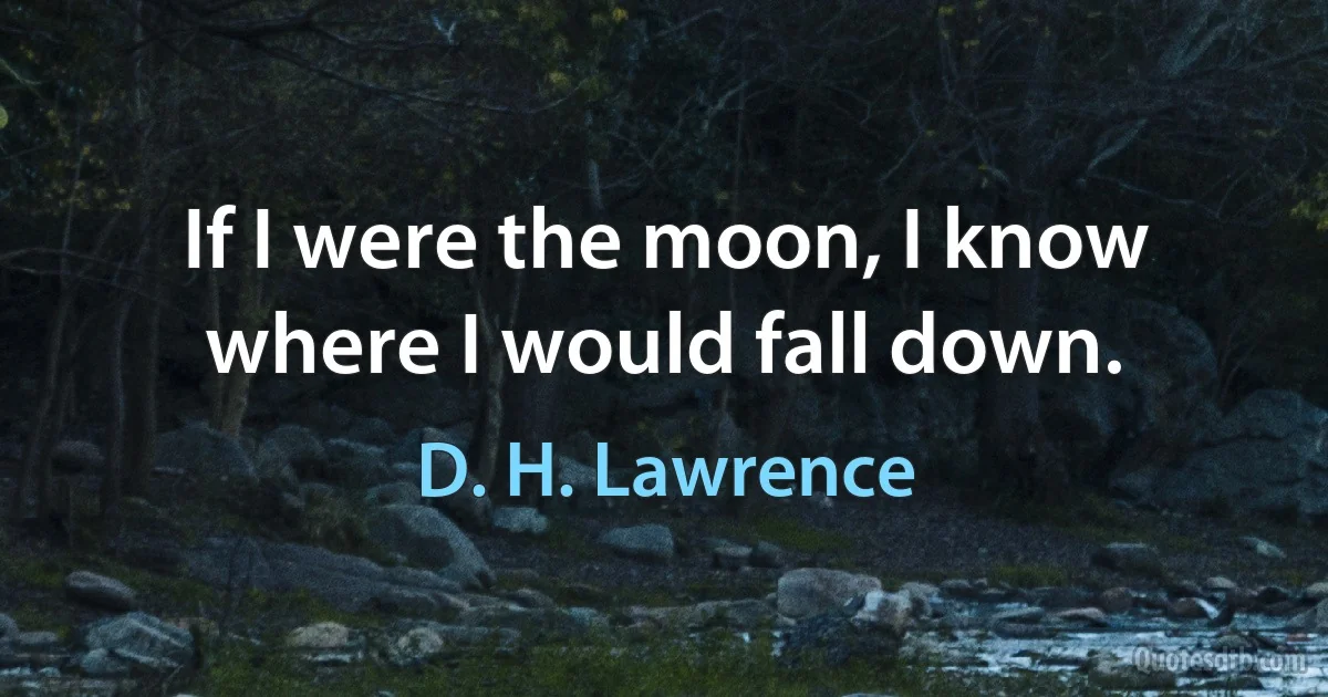 If I were the moon, I know where I would fall down. (D. H. Lawrence)