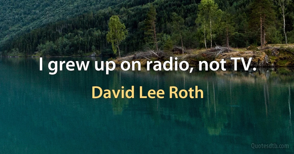 I grew up on radio, not TV. (David Lee Roth)