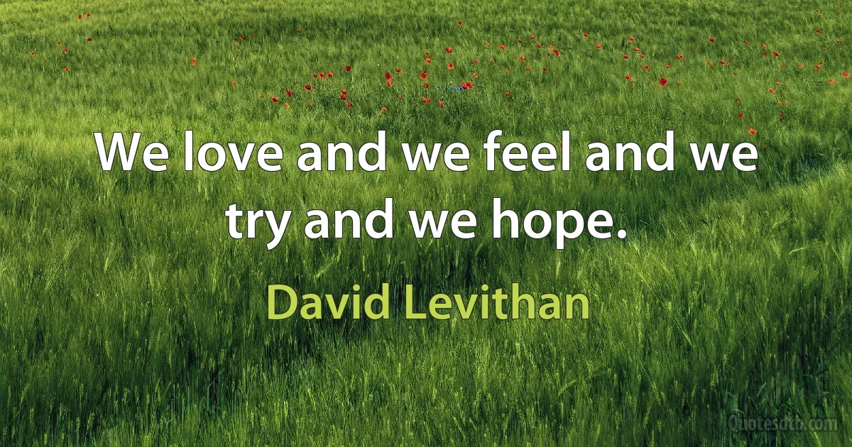 We love and we feel and we try and we hope. (David Levithan)