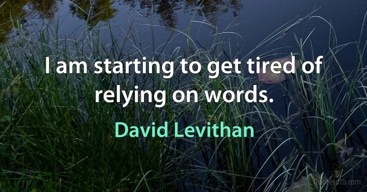 I am starting to get tired of relying on words. (David Levithan)