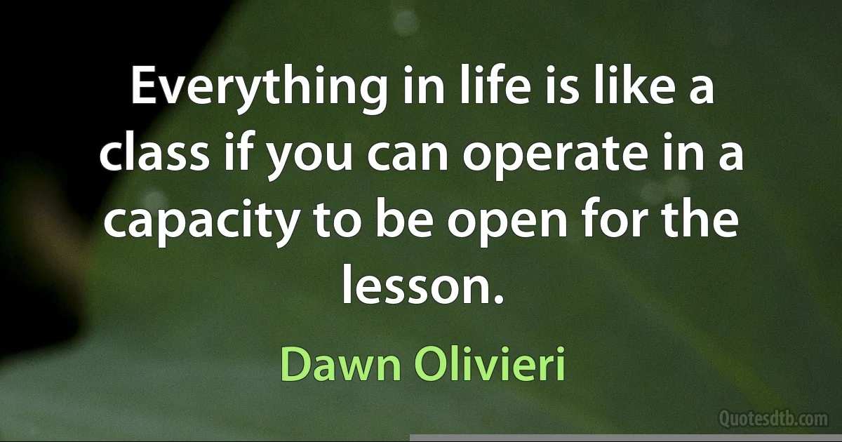 Everything in life is like a class if you can operate in a capacity to be open for the lesson. (Dawn Olivieri)