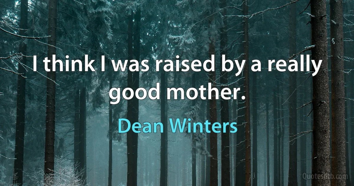 I think I was raised by a really good mother. (Dean Winters)