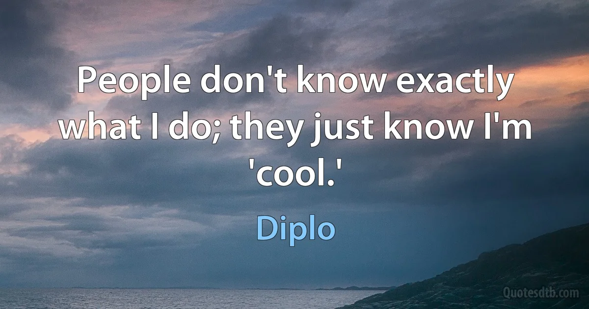 People don't know exactly what I do; they just know I'm 'cool.' (Diplo)