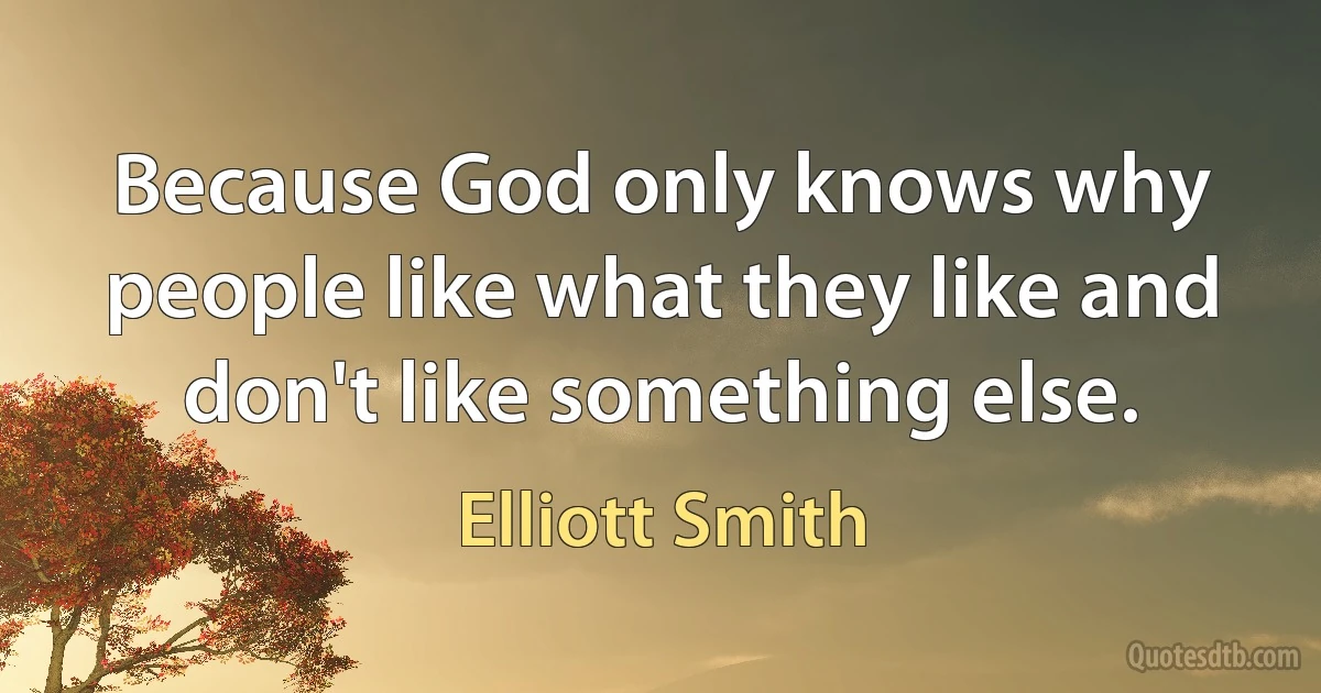 Because God only knows why people like what they like and don't like something else. (Elliott Smith)