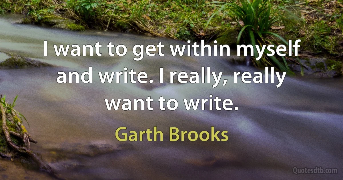 I want to get within myself and write. I really, really want to write. (Garth Brooks)