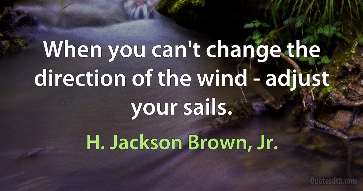 When you can't change the direction of the wind - adjust your sails. (H. Jackson Brown, Jr.)