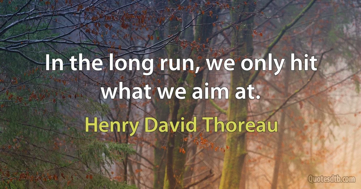 In the long run, we only hit what we aim at. (Henry David Thoreau)