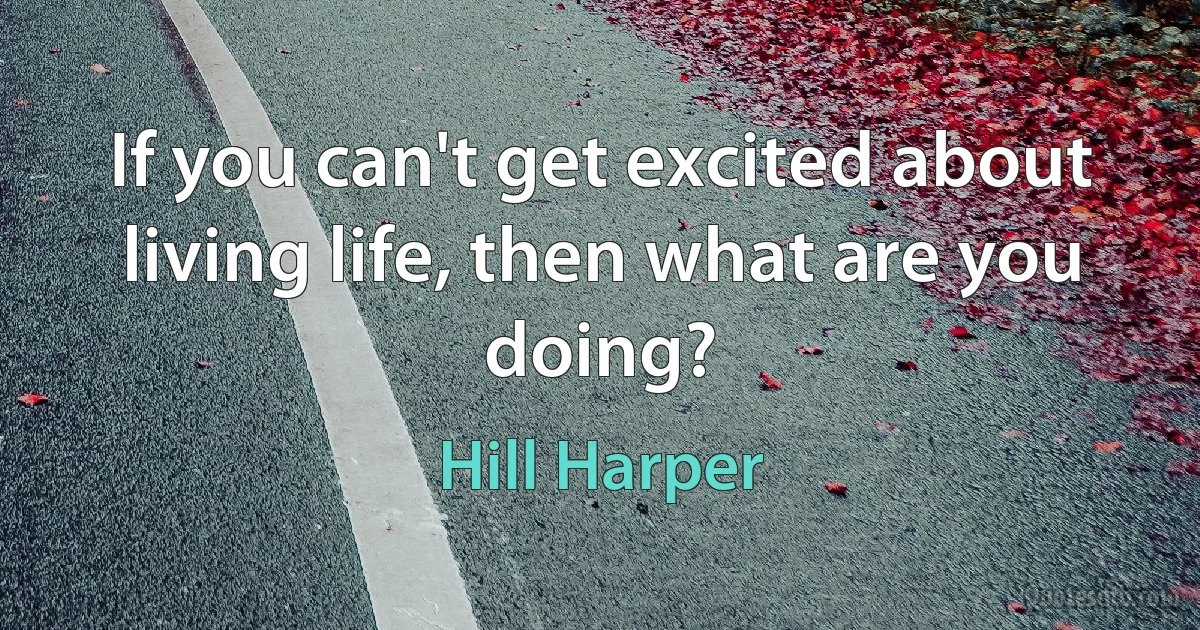 If you can't get excited about living life, then what are you doing? (Hill Harper)