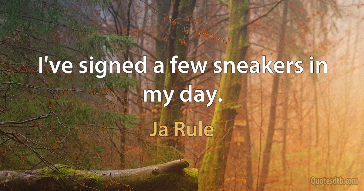 I've signed a few sneakers in my day. (Ja Rule)