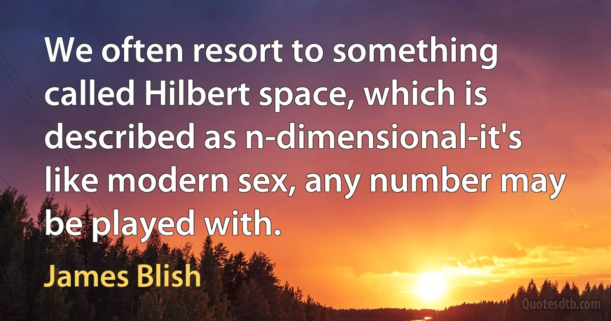 We often resort to something called Hilbert space, which is described as n-dimensional-it's like modern sex, any number may be played with. (James Blish)