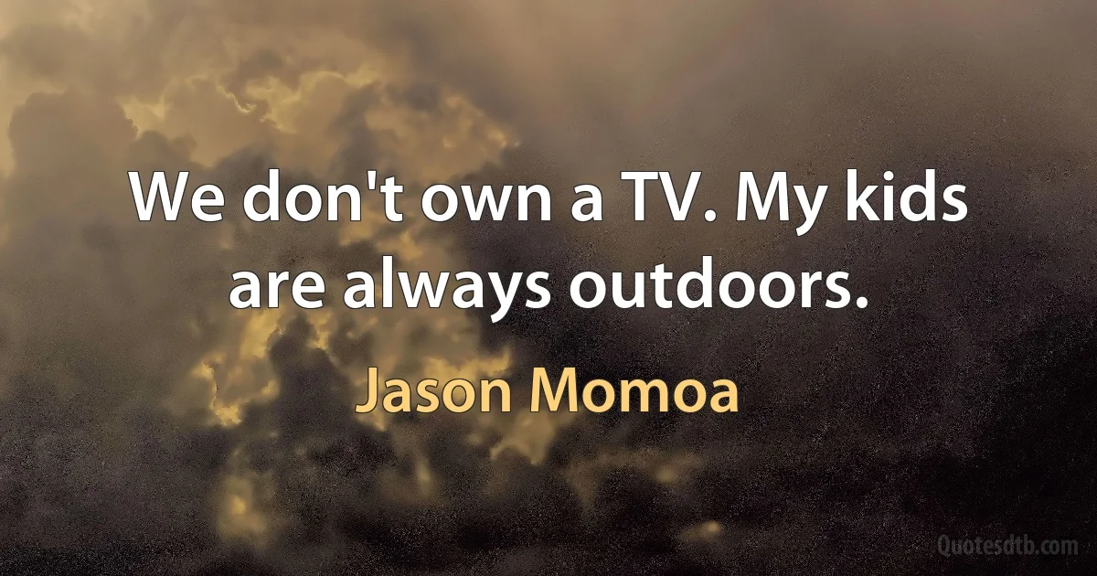 We don't own a TV. My kids are always outdoors. (Jason Momoa)