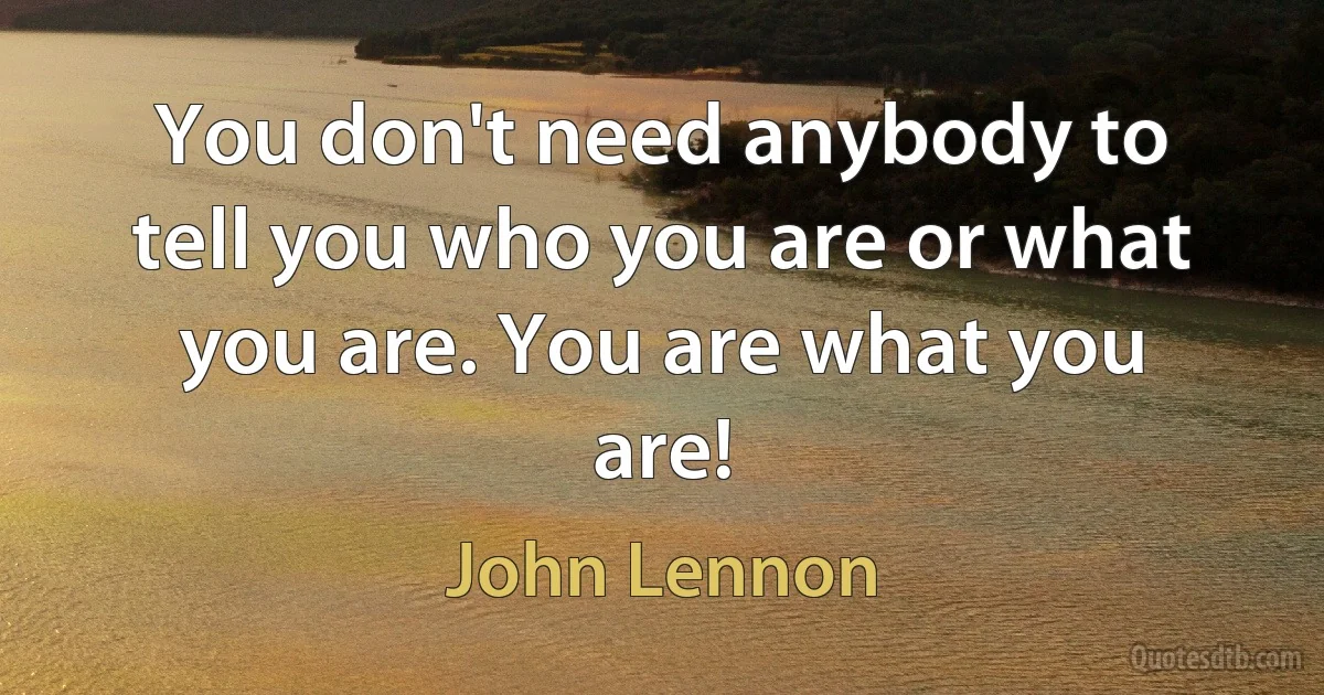 You don't need anybody to tell you who you are or what you are. You are what you are! (John Lennon)