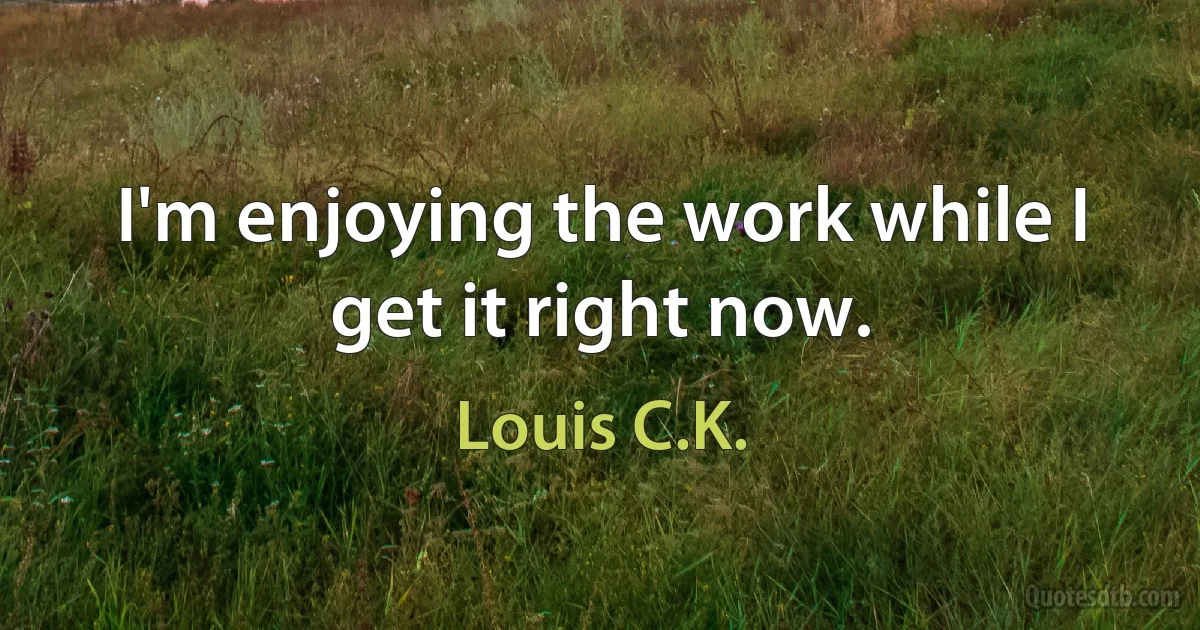 I'm enjoying the work while I get it right now. (Louis C.K.)