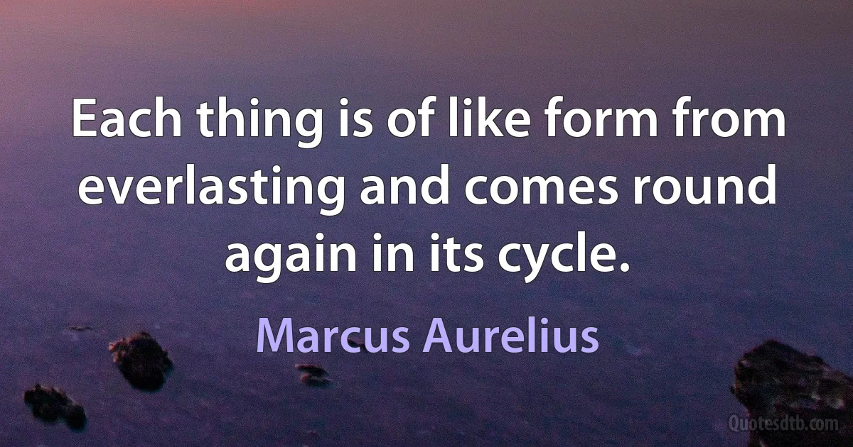 Each thing is of like form from everlasting and comes round again in its cycle. (Marcus Aurelius)