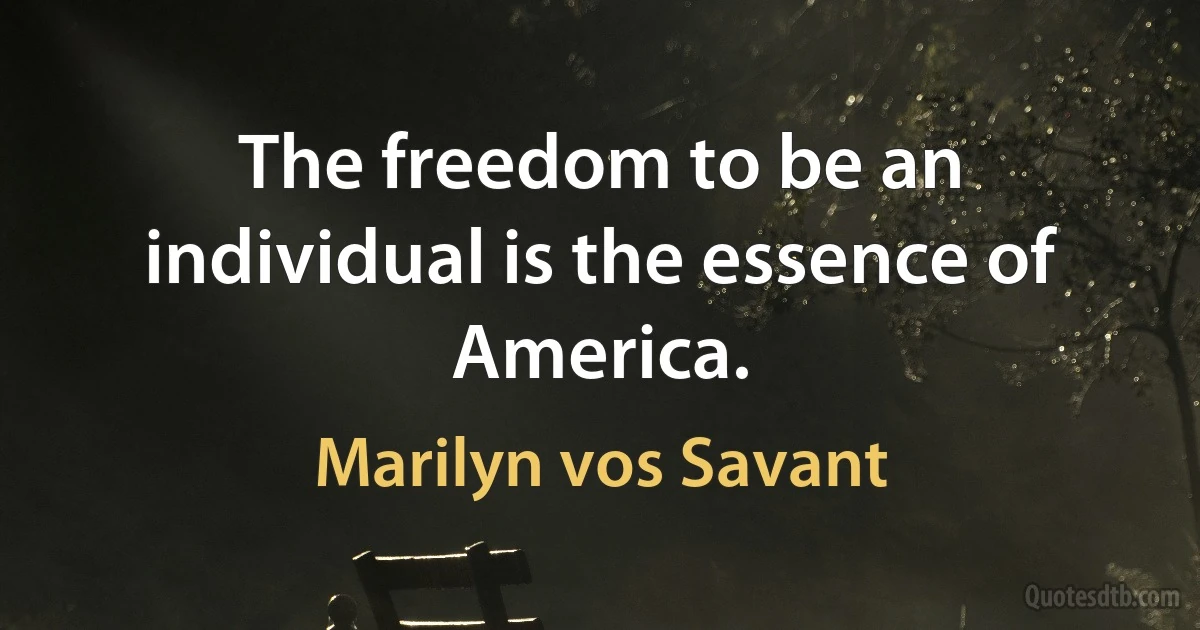 The freedom to be an individual is the essence of America. (Marilyn vos Savant)