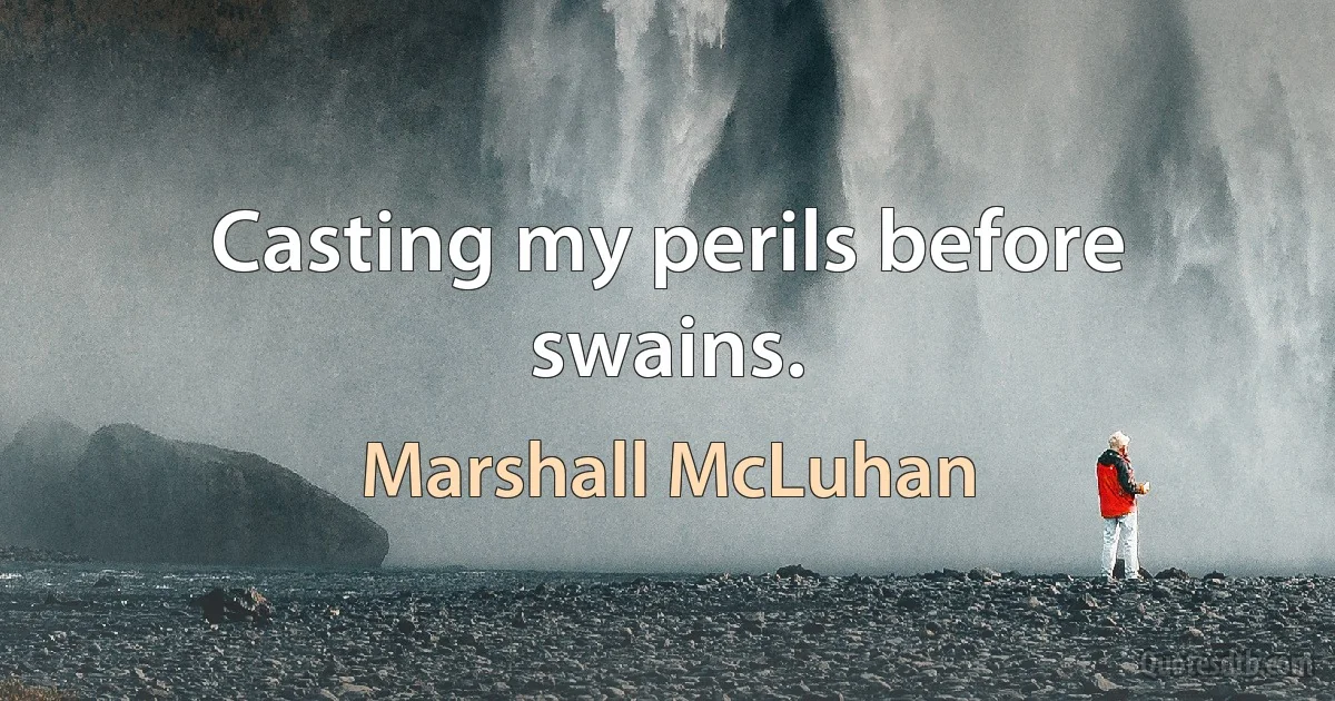 Casting my perils before swains. (Marshall McLuhan)