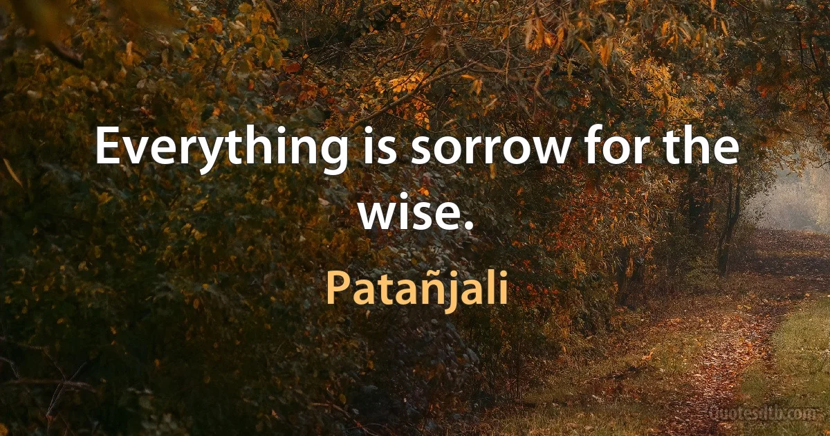 Everything is sorrow for the wise. (Patañjali)