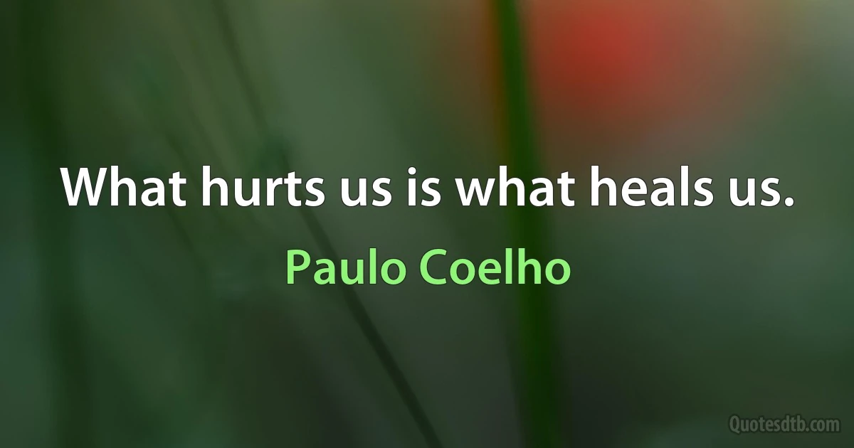 What hurts us is what heals us. (Paulo Coelho)