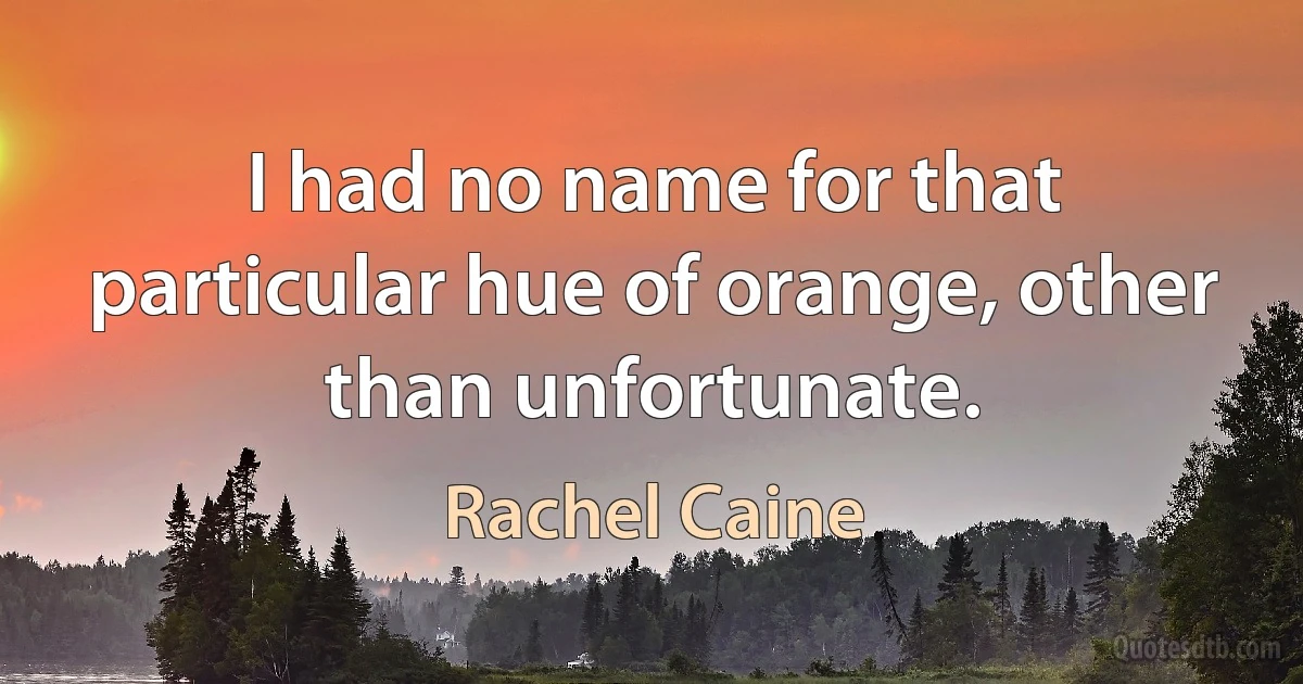 I had no name for that particular hue of orange, other than unfortunate. (Rachel Caine)