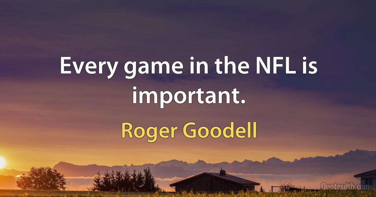 Every game in the NFL is important. (Roger Goodell)