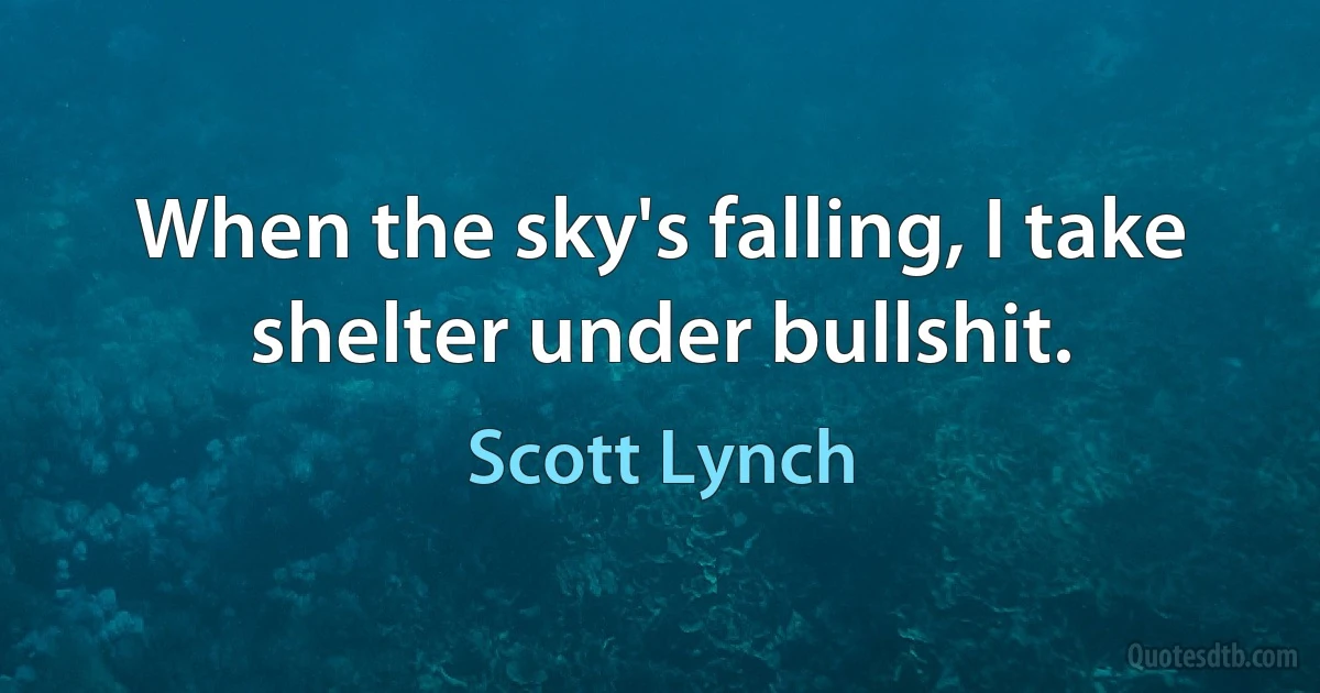 When the sky's falling, I take shelter under bullshit. (Scott Lynch)